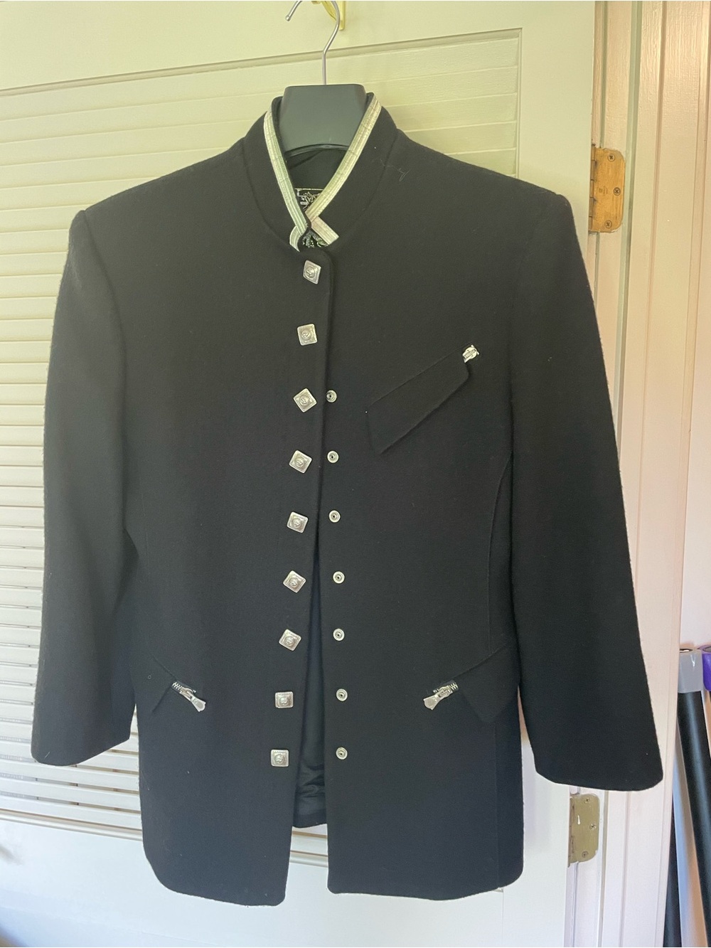 Parasuco Black Pea Coat with Silver Accents